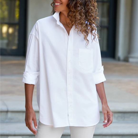 Frank & Eileen Tops - Frank & Eileen Shirley Oversized Button Up Shirt White Brushed Oxford